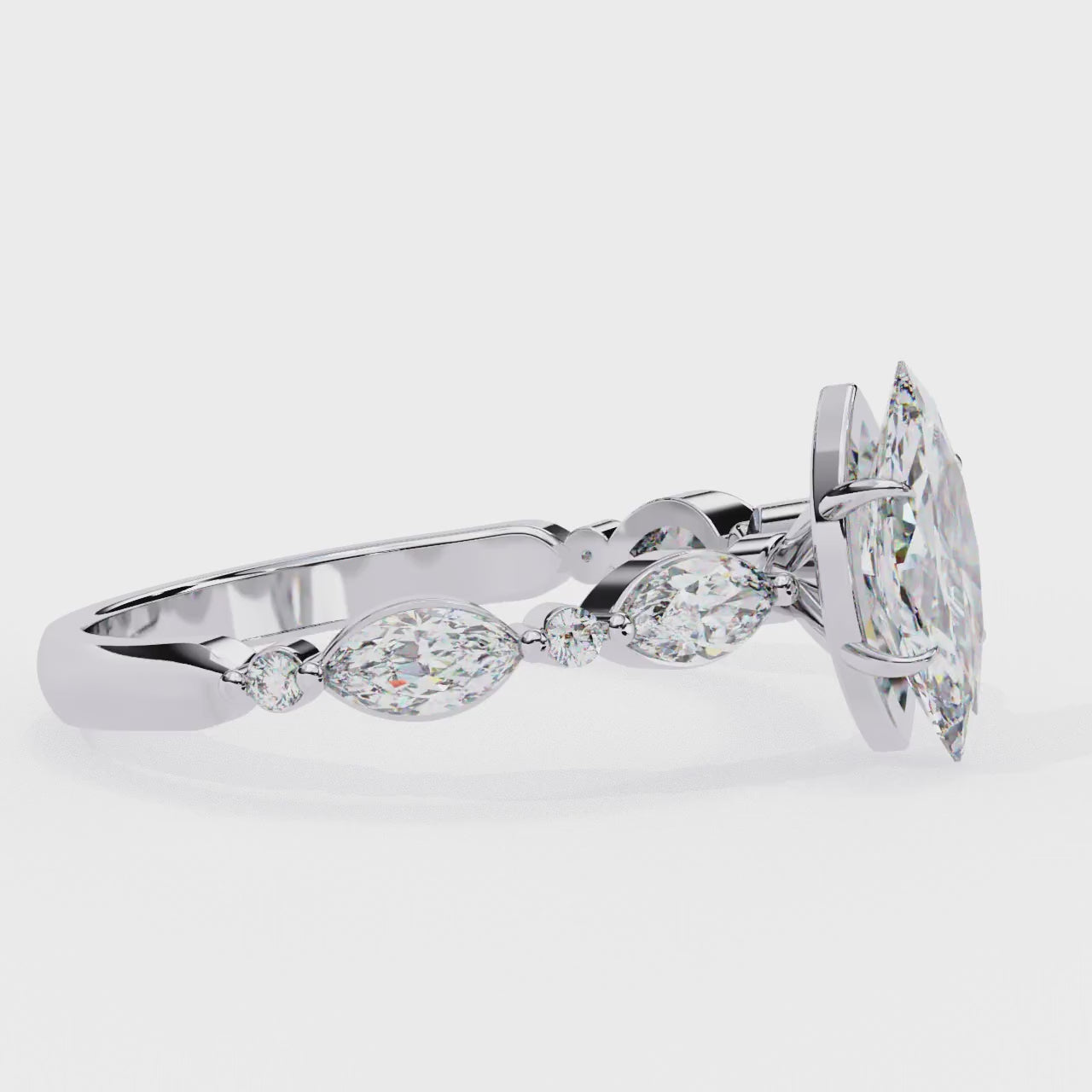 Elegant Central Stone Diamond Ring with Radiant Side Accents