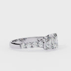 Radiant Multi-Stone Diamond Ring with Brilliant Side Accents