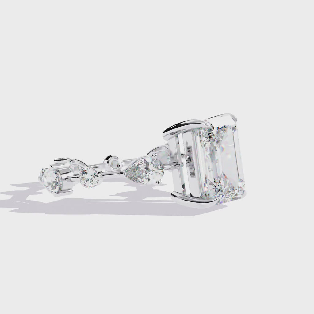 Radiant Central Stone Diamond Ring with Shimmering Side Accents