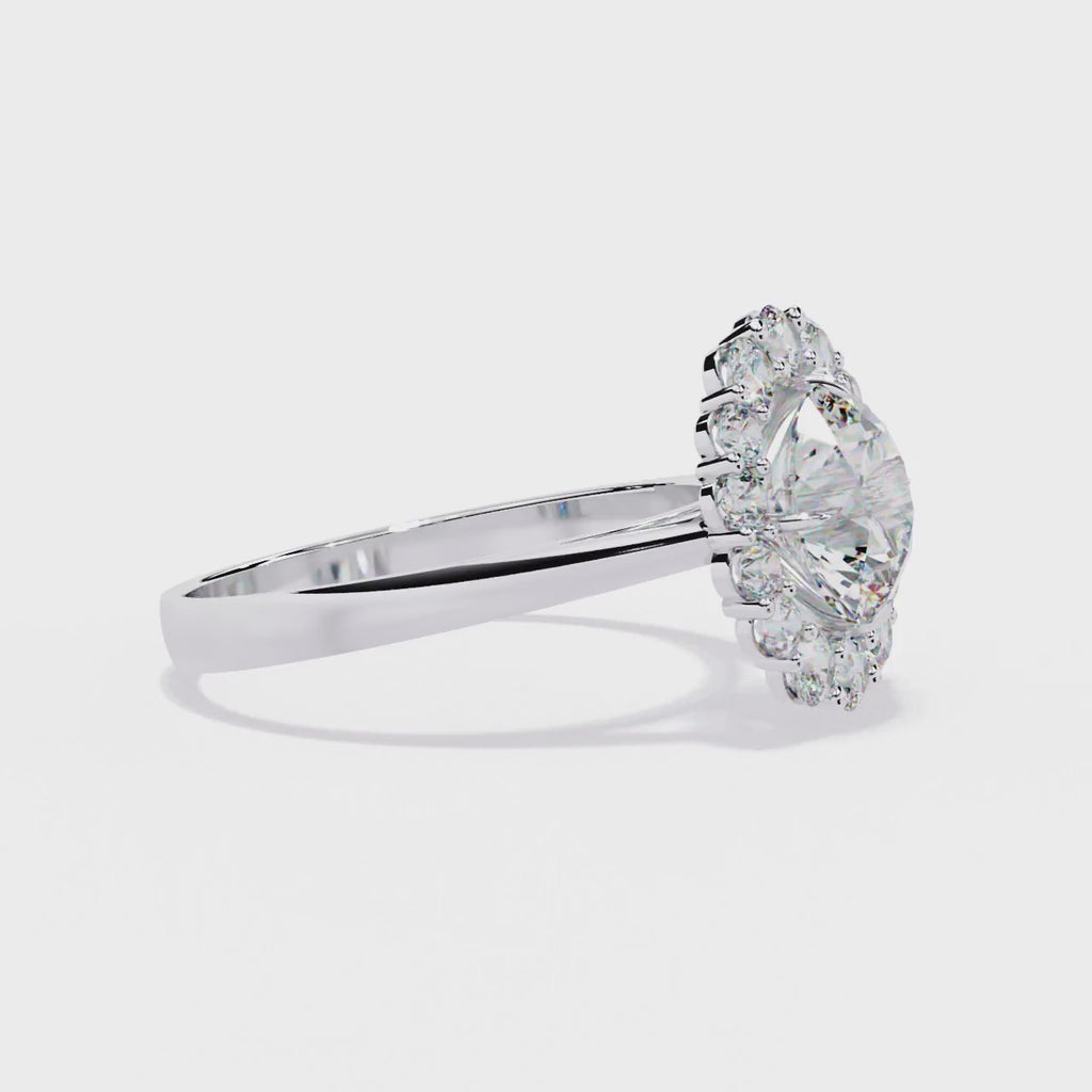 Elegant Central Stone Diamond Halo Ring