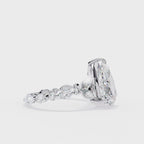 Radiant Central Stone Diamond Ring with Shimmering Side Accents