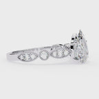 Radiant Central Stone Diamond Ring with Shimmering Side Accents