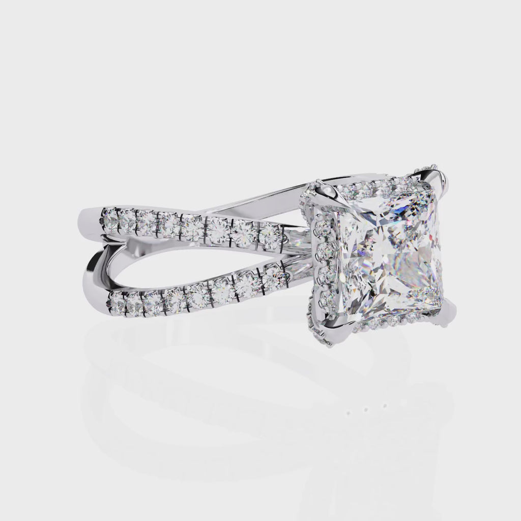 Radiant Central Stone Diamond Elegance Ring