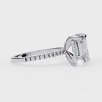 Radiant Central Stone Diamond Ring with Shimmering Side Accents