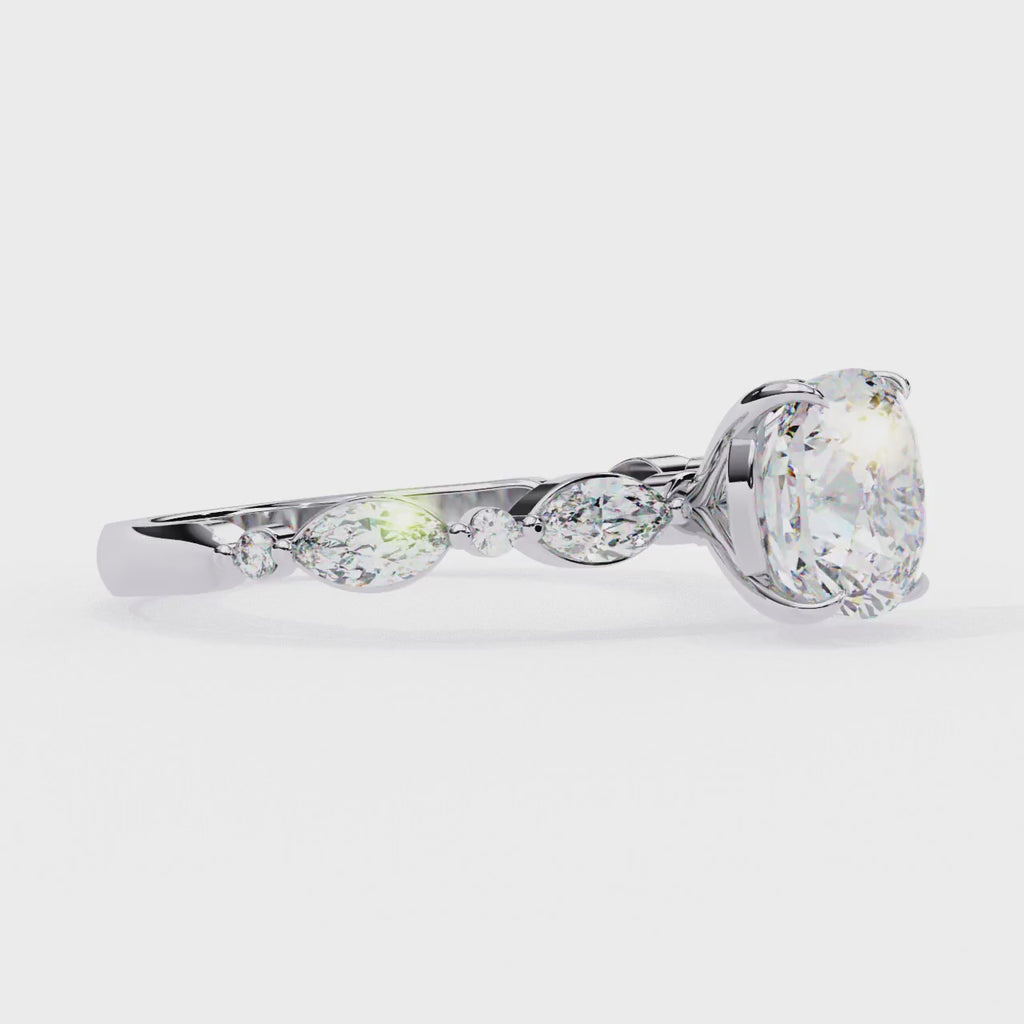 Elegant Diamond Central Stone Ring with Brilliant Side Accents